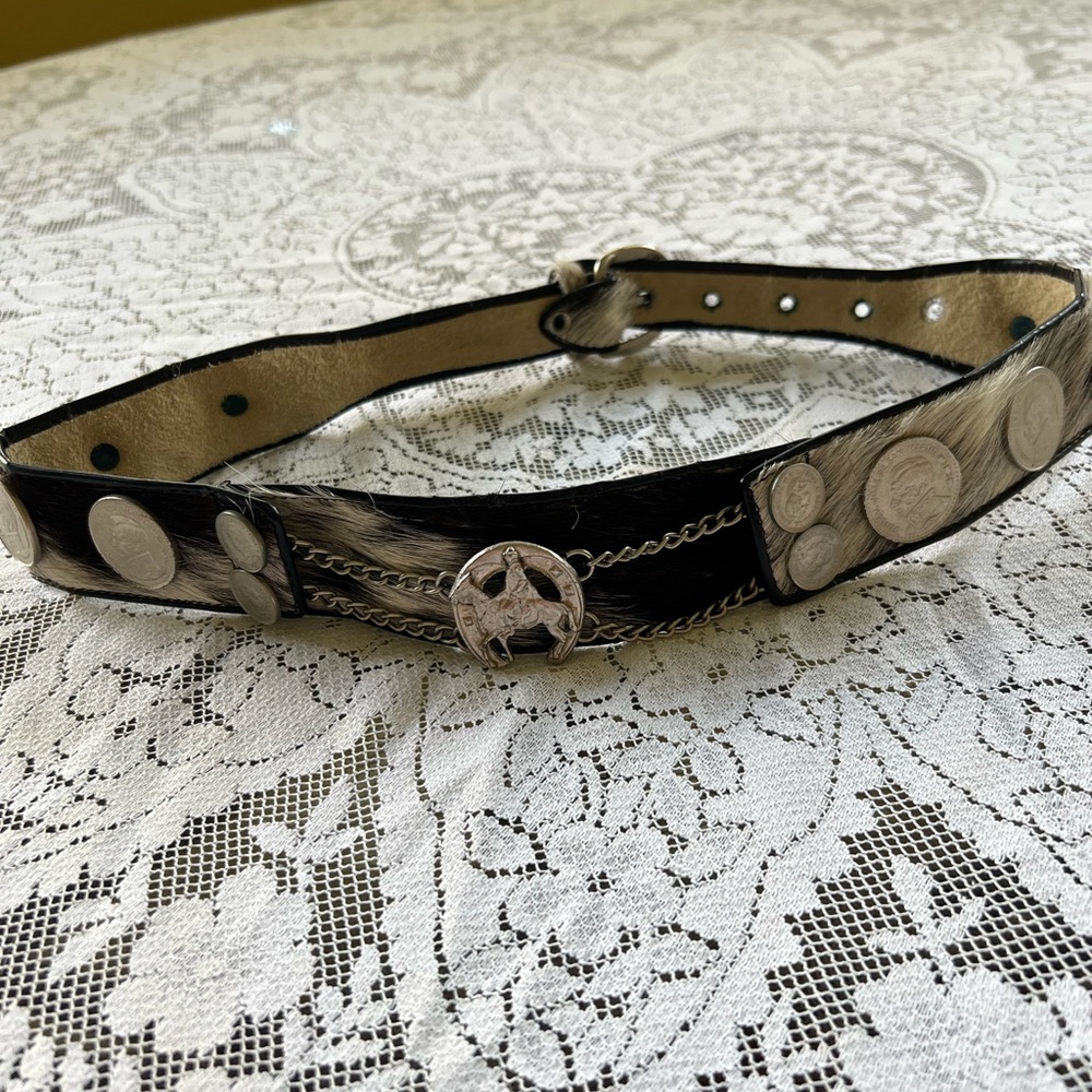 Argentinian Vintage Gaucho Cowhide Coin BeltSize 25/26”
